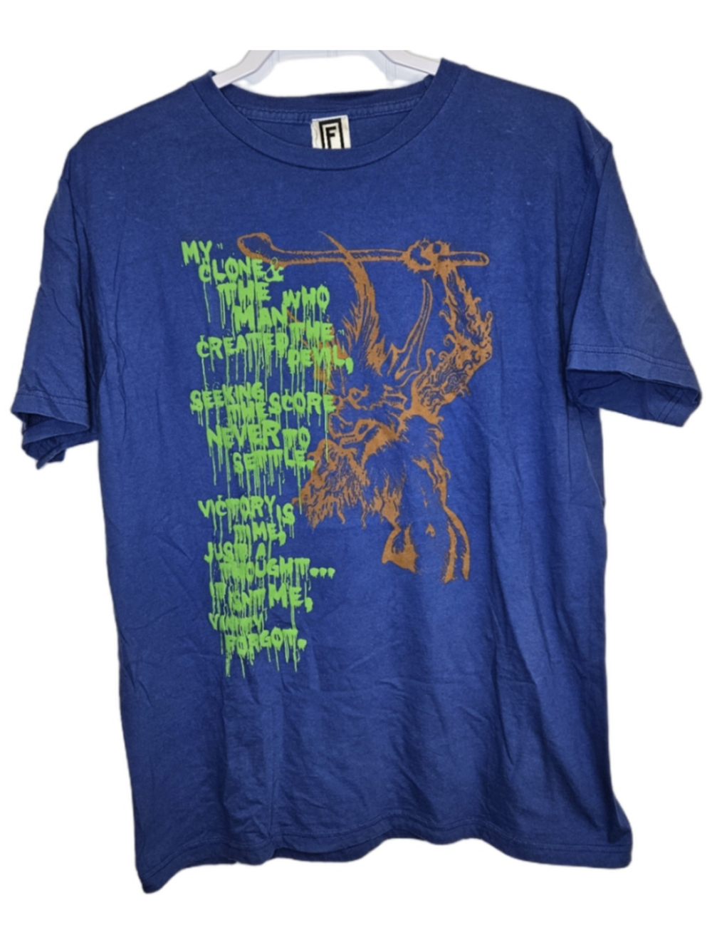 Famous Stars & Straps Travis Barker Devil Demon Graphic T Shirt XL Blue Horror G